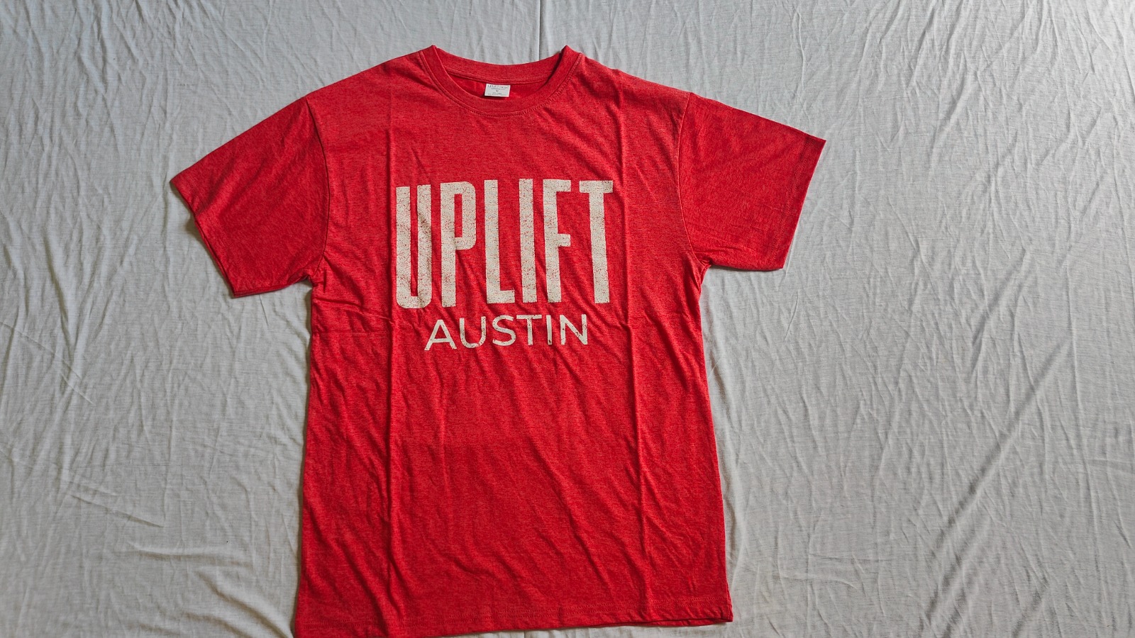 Water-based print on heather red