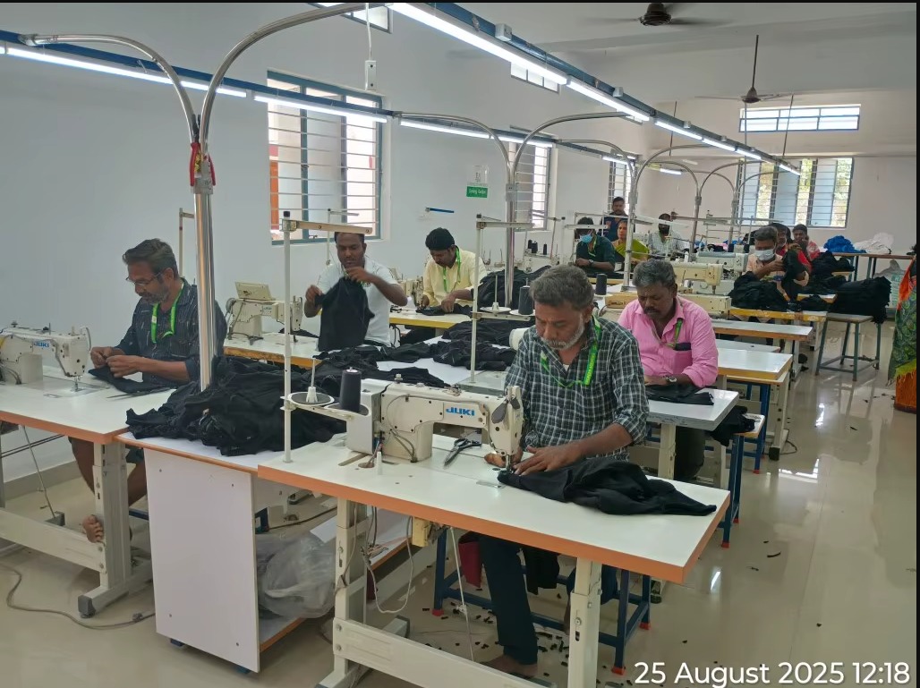 Evergreen sewing floor with Juki machines in Tirupur